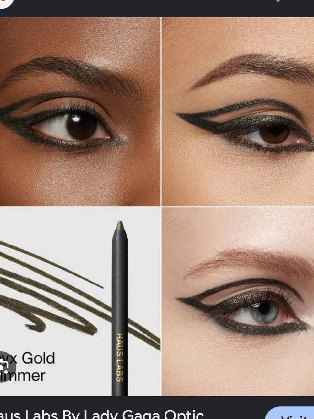 Haus Labs onyx gold shimmer Optic Eyeliner Pencil
